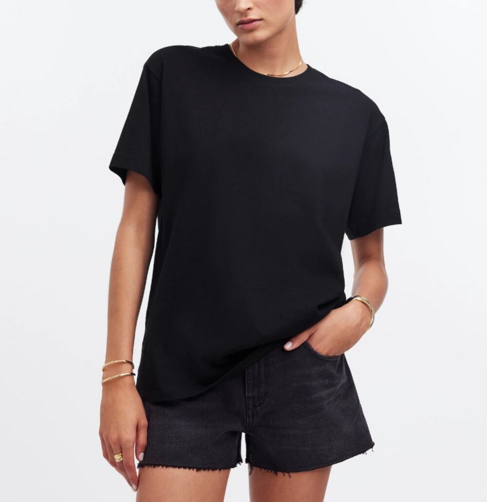 Madewell Cotton Relaxed Oversized Tee Womens Sz XS Black Short Sleeve Crewneck